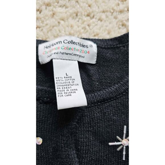 Vintage Snowflake Sequin Beaded Holiday Christmas Cardigan Sweater heirloom L - Picture 5 of 5